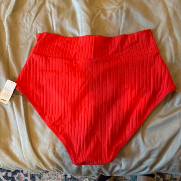 NWT Aerie Red High Waisted Crossover Bikini Bottom XL - Picture 2 of 5